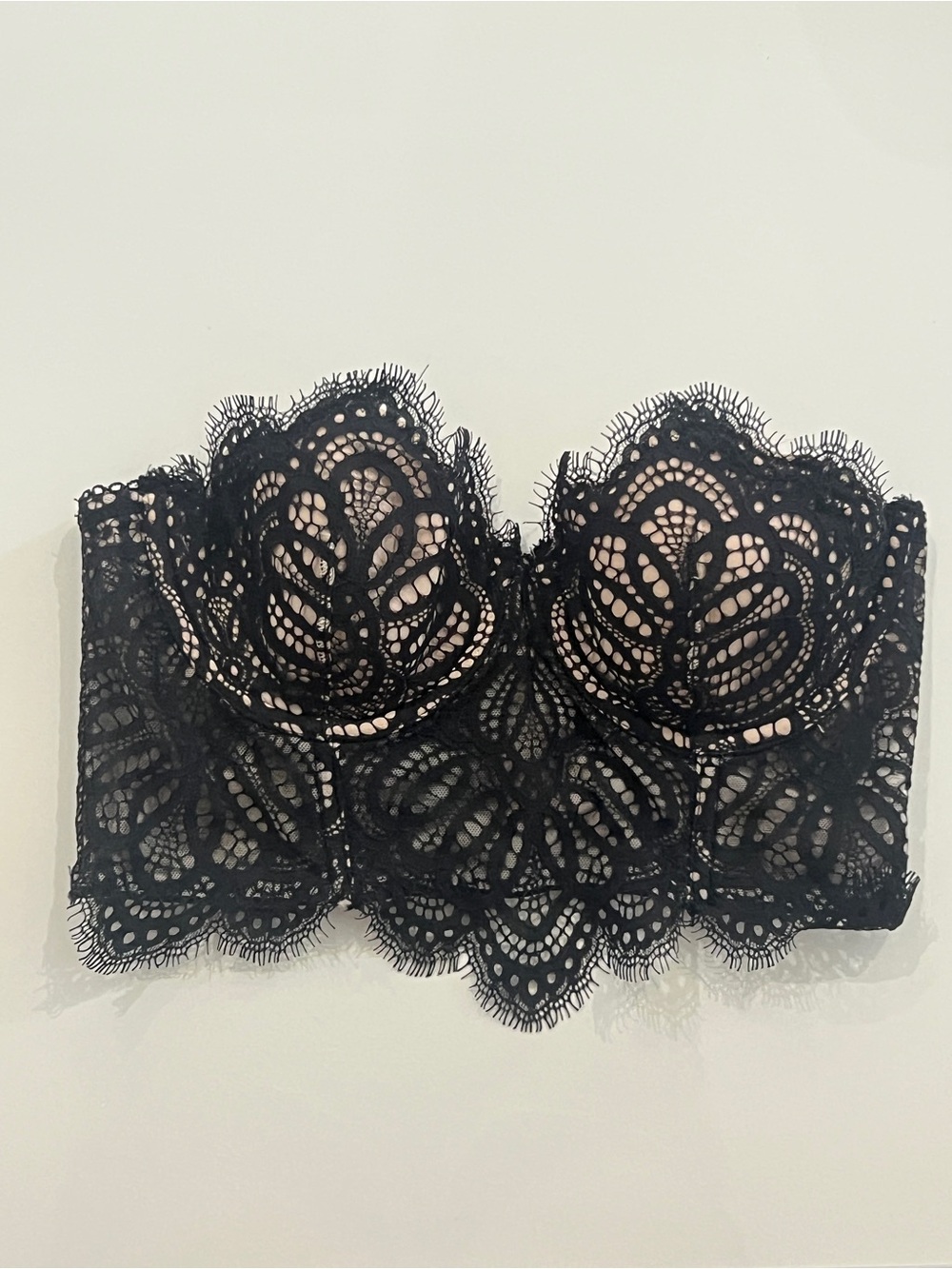 Victoria’s Secret Black Lace Longline Strapless Bustier Bra XS